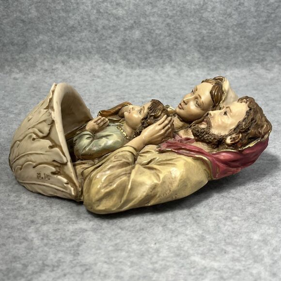 Vtg Holy Family Mary Joseph Jesus Dipinto A Mano Italy Handmade Holy Water Font - Picture 8 of 14